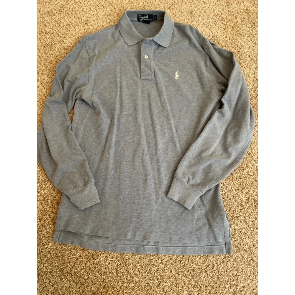 Polo Ralph Lauren Men's Long Sleeve Polo Shirt Small Blue Pique White Pony Logo